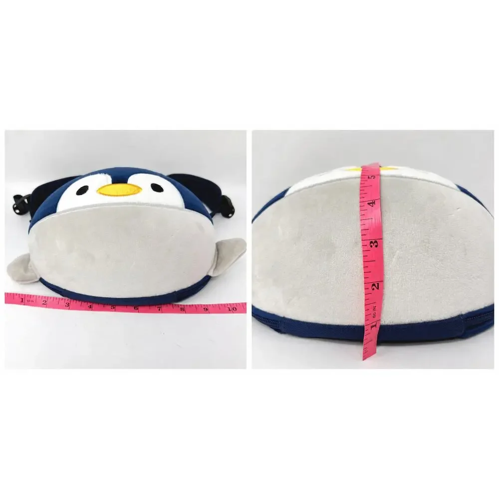 Child Plush Penguin Backpack Blue Gray Kids Zipper School Travel Bag